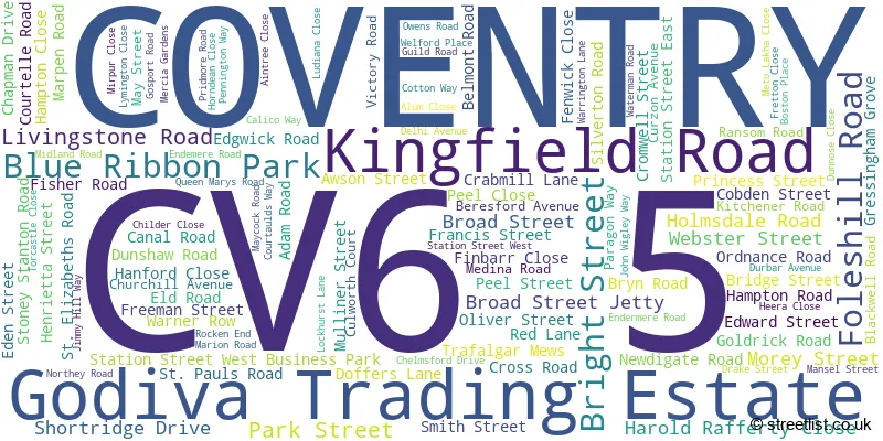A word cloud for the CV6 5 postcode